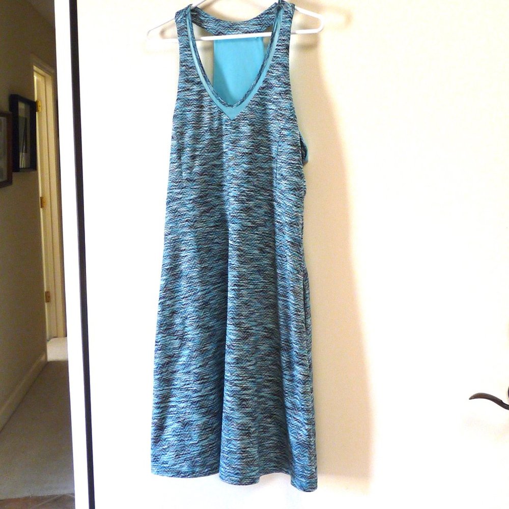 MPG Sporty Aqua Black Space Dye Racerback Athletic Dress workout